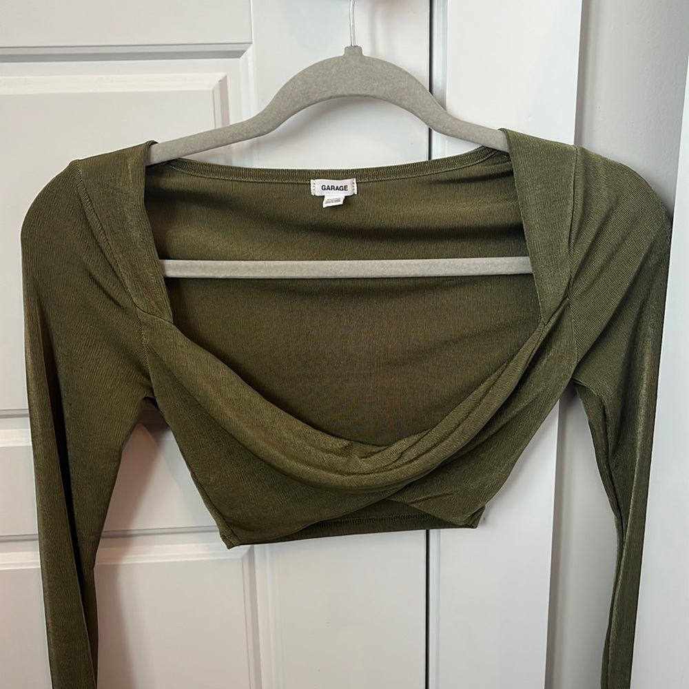 Garage Green Long Sleeve Crop Top